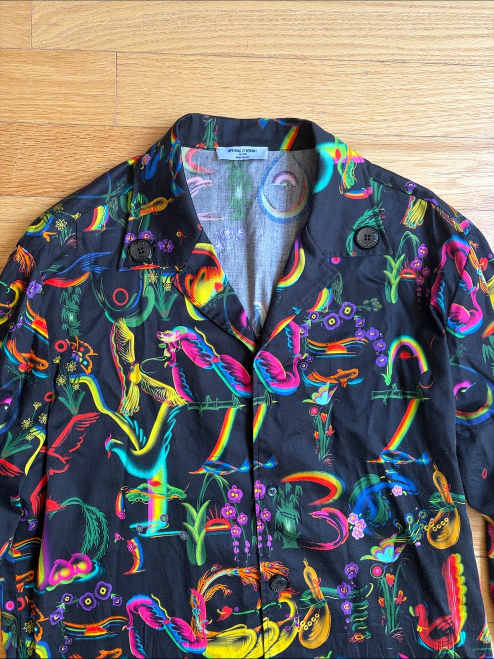 Opening Ceremony Black Multicolor Printed Button-Down Shirt Jacket